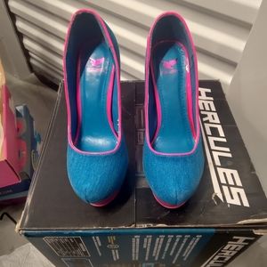 Blue Denim Platform Women's High Heels